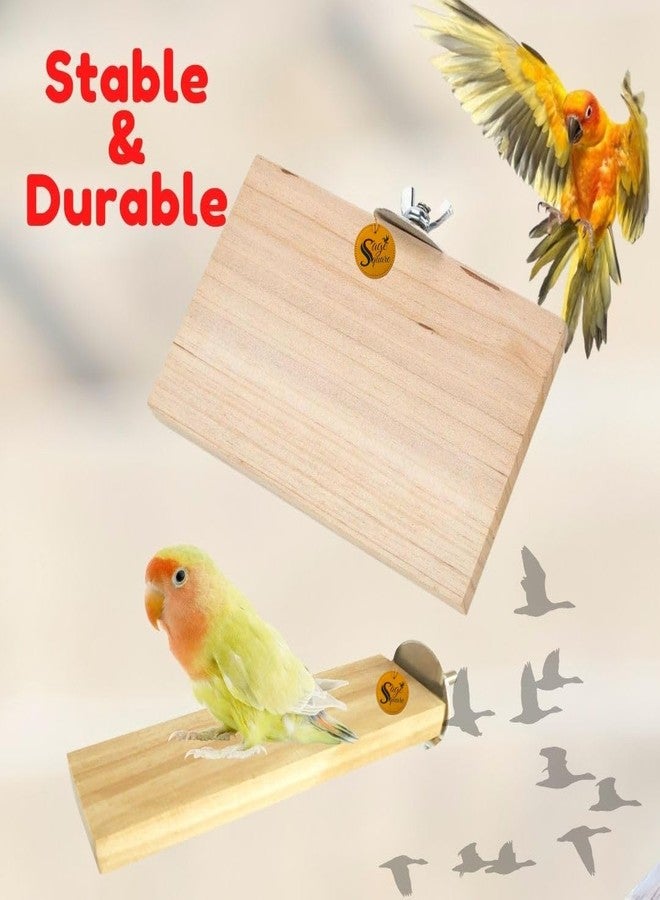 Sage Square Wooden Stand Platform Made of Natural Wood Combo of Two (2 * 5.5 & 6 * 4.5 inches) Rectangle Shaped Perch Stand, Cage Accessories, Gym, Playful Toy, Suitable for Birds, Parrots, Budgies - Image 4
